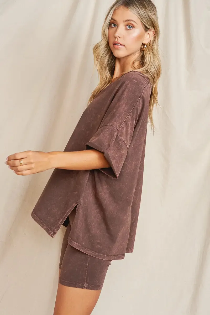 Maronie Chocolate V-Neck Top