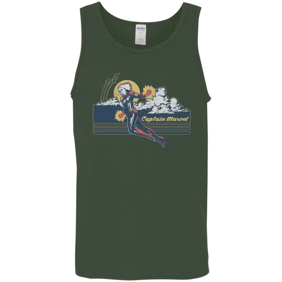 Marvel Captain Marvel Flight Clouds Vintage Men Cotton Tank