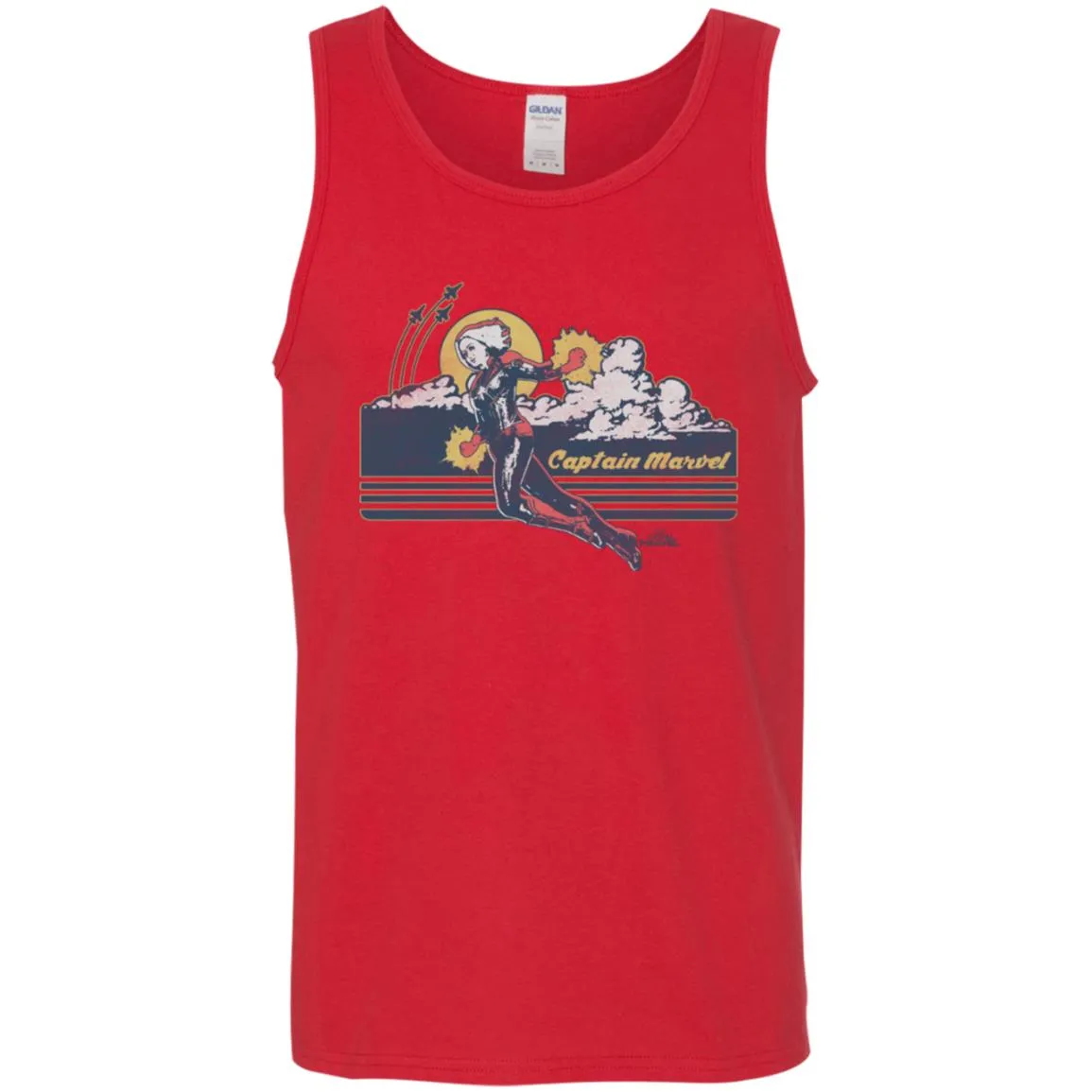 Marvel Captain Marvel Flight Clouds Vintage Men Cotton Tank