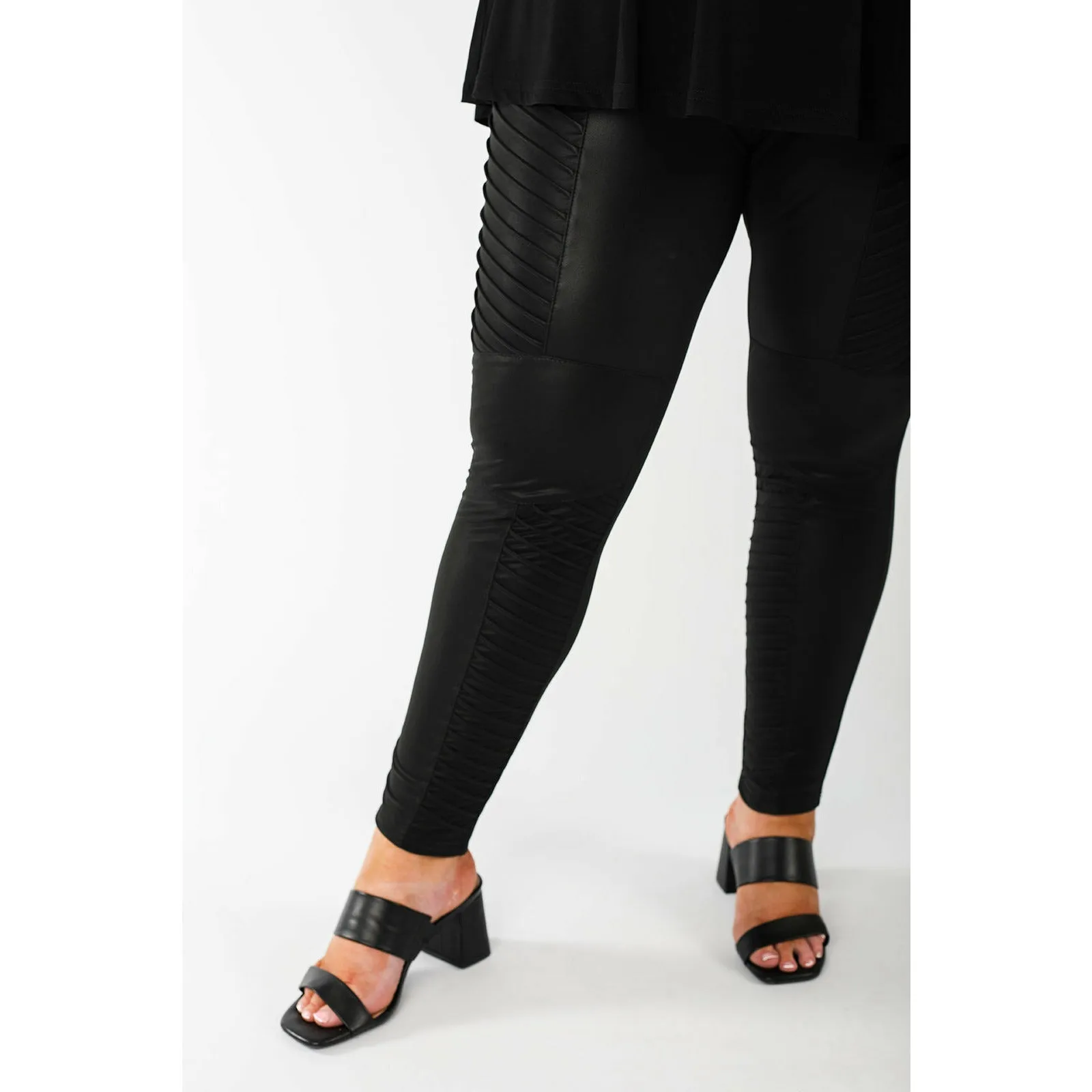 Mellomi Harley Biker Leather Look Leggings in Black