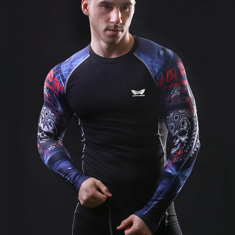 Men Compression Long sleeve Breathable Quick Dry T Shirts Bodybuilding Weight lifting Base Layer Fitness Tight Tops T-shirt