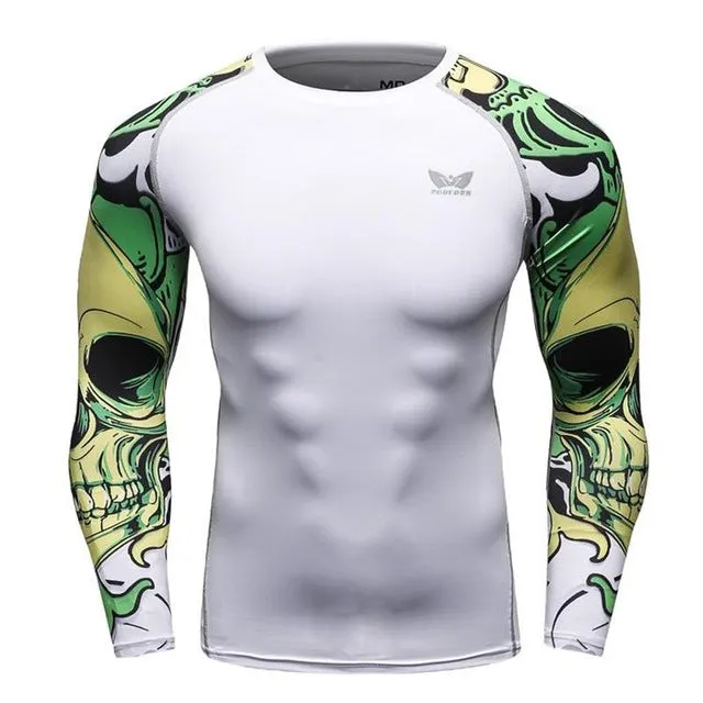 Men Compression Long sleeve Breathable Quick Dry T Shirts Bodybuilding Weight lifting Base Layer Fitness Tight Tops T-shirt