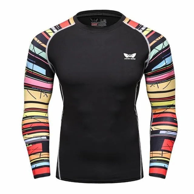 Men Compression Long sleeve Breathable Quick Dry T Shirts Bodybuilding Weight lifting Base Layer Fitness Tight Tops T-shirt