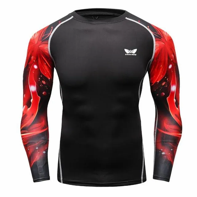 Men Compression Long sleeve Breathable Quick Dry T Shirts Bodybuilding Weight lifting Base Layer Fitness Tight Tops T-shirt