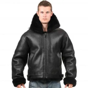 Men's B3 Shearling Leather Pilot Bomber Aviation Jacket