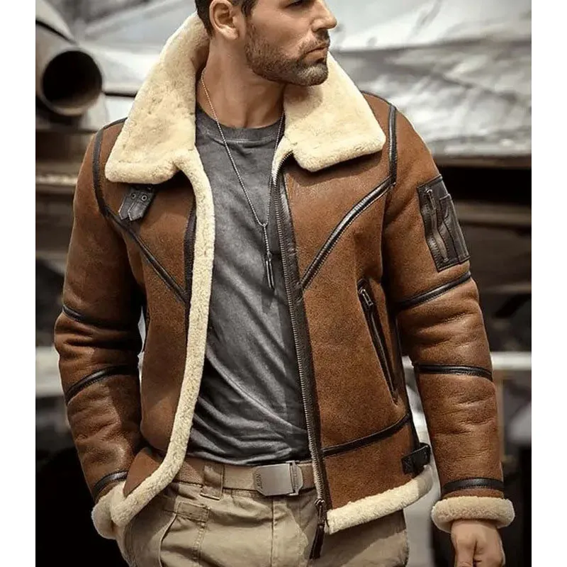 Men's Dark Brown B3 Lambskin Leather Aviator Jacket