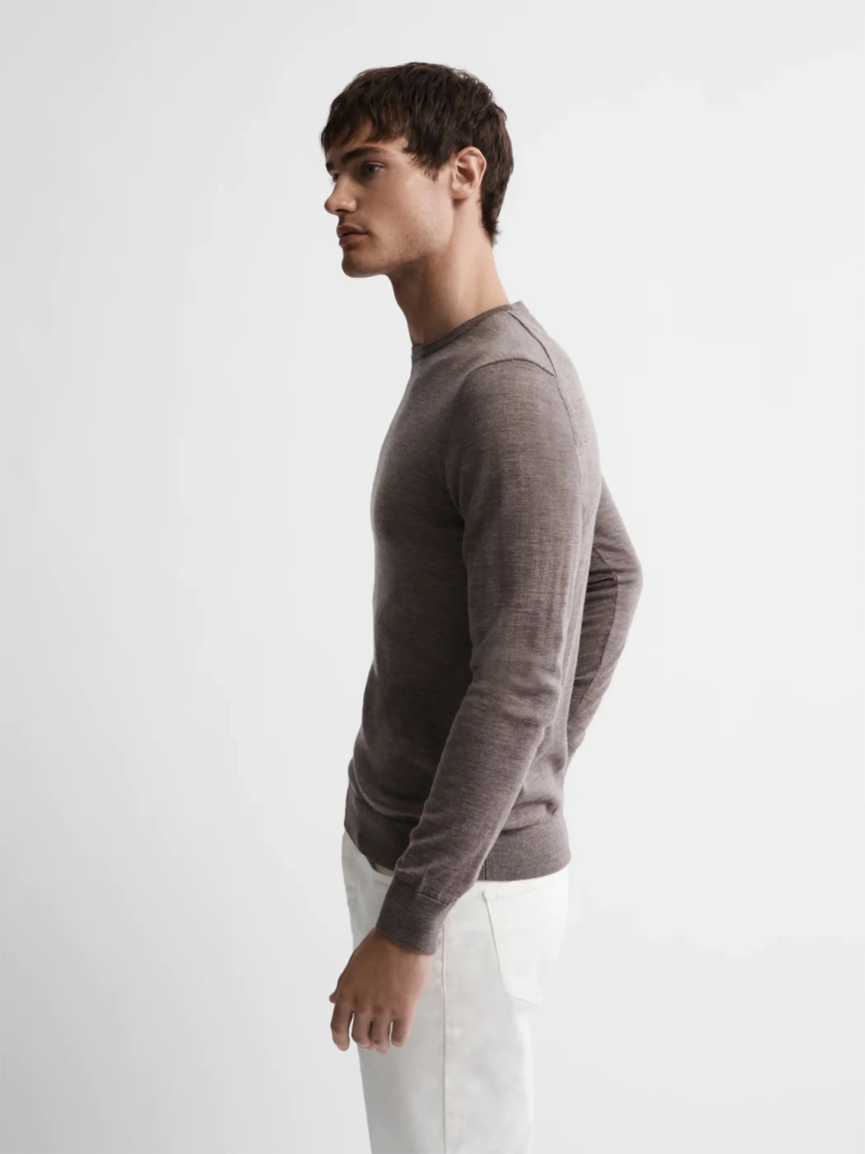 Merino Wool Crew Neck Jumper - Neutral