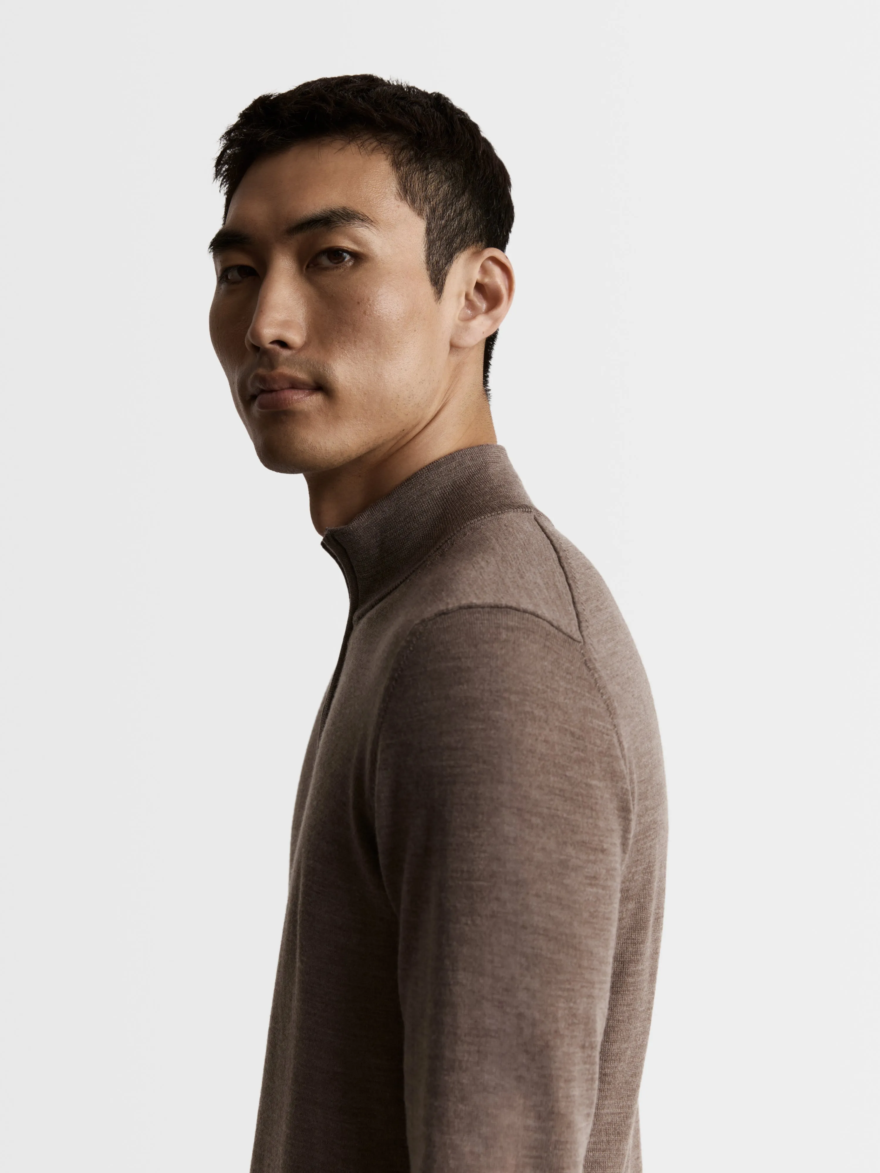 Merino Wool Quarter-Zip Jumper - Neutral