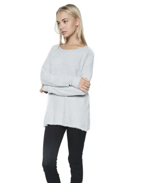 Michael Lauren Field Drop Shoulder Pullover w/Slit in Heather Grey Waffle