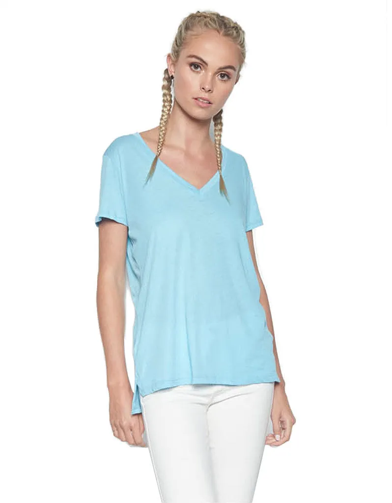 Michael Lauren Layton V-Neck Tee w/Side Slit in Mermaid