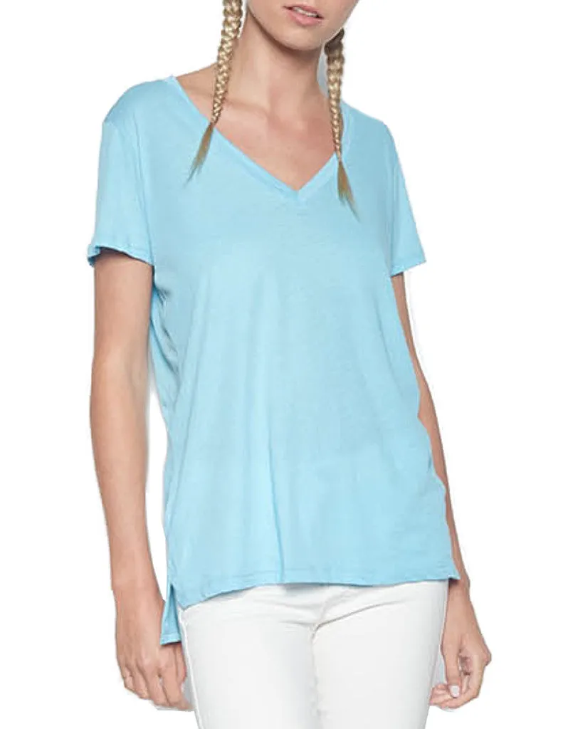 Michael Lauren Layton V-Neck Tee w/Side Slit in Mermaid