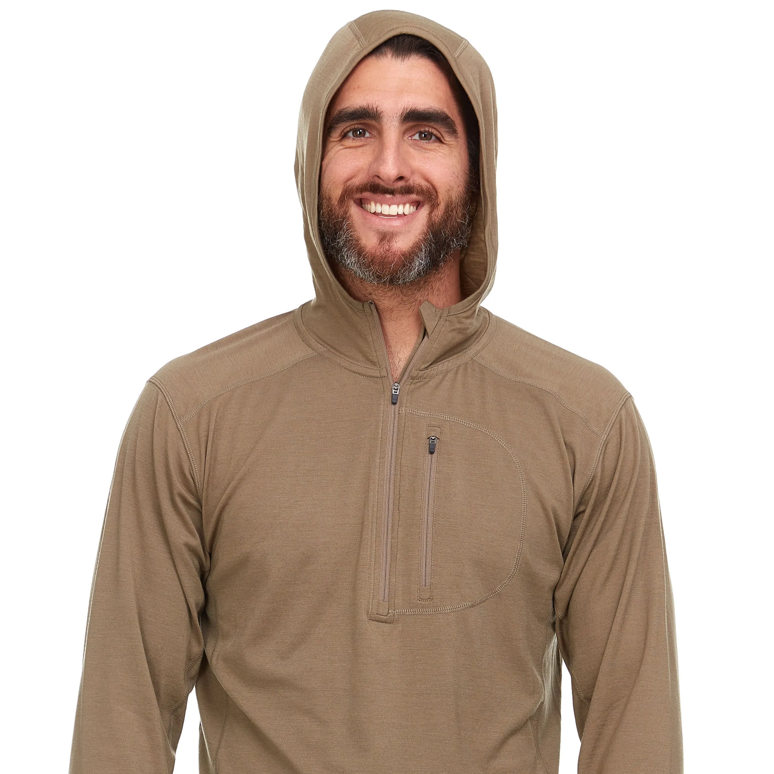 Micro Weight - Men's Wool 1/4 Zip Sun Hoodie Woolverino