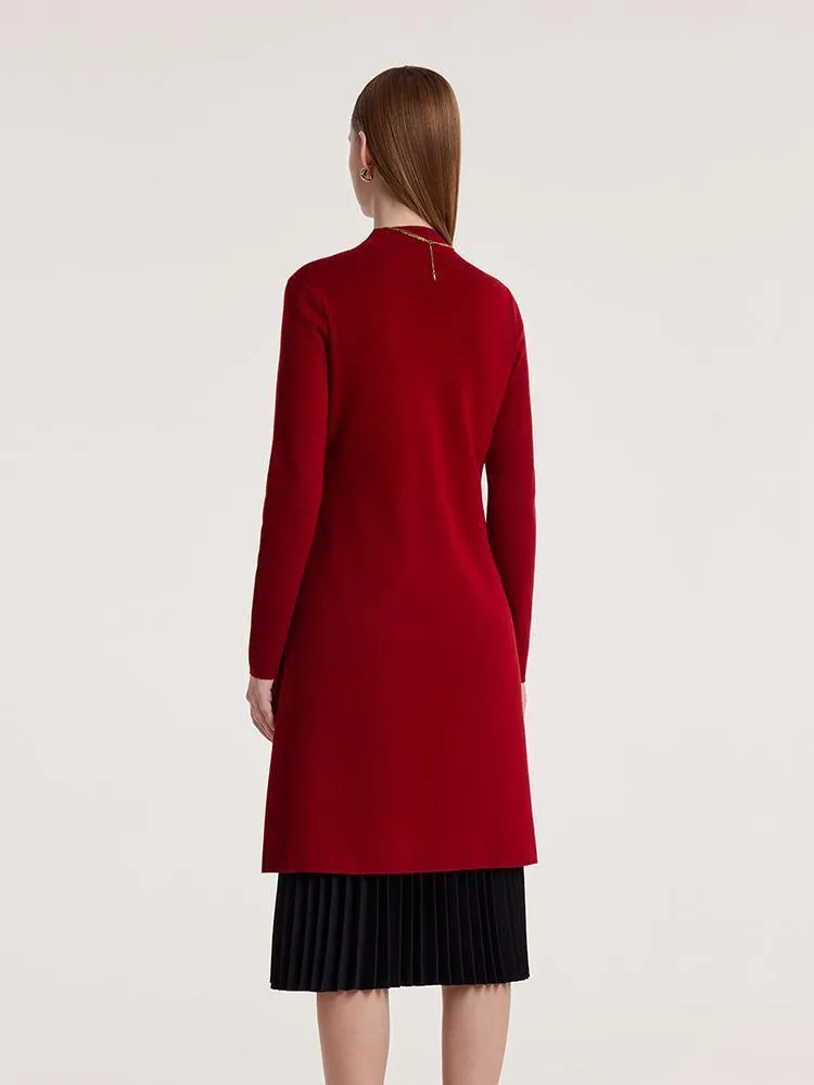 Mock Neck Long Sweater And Pleated Skirt Two-Piece Set