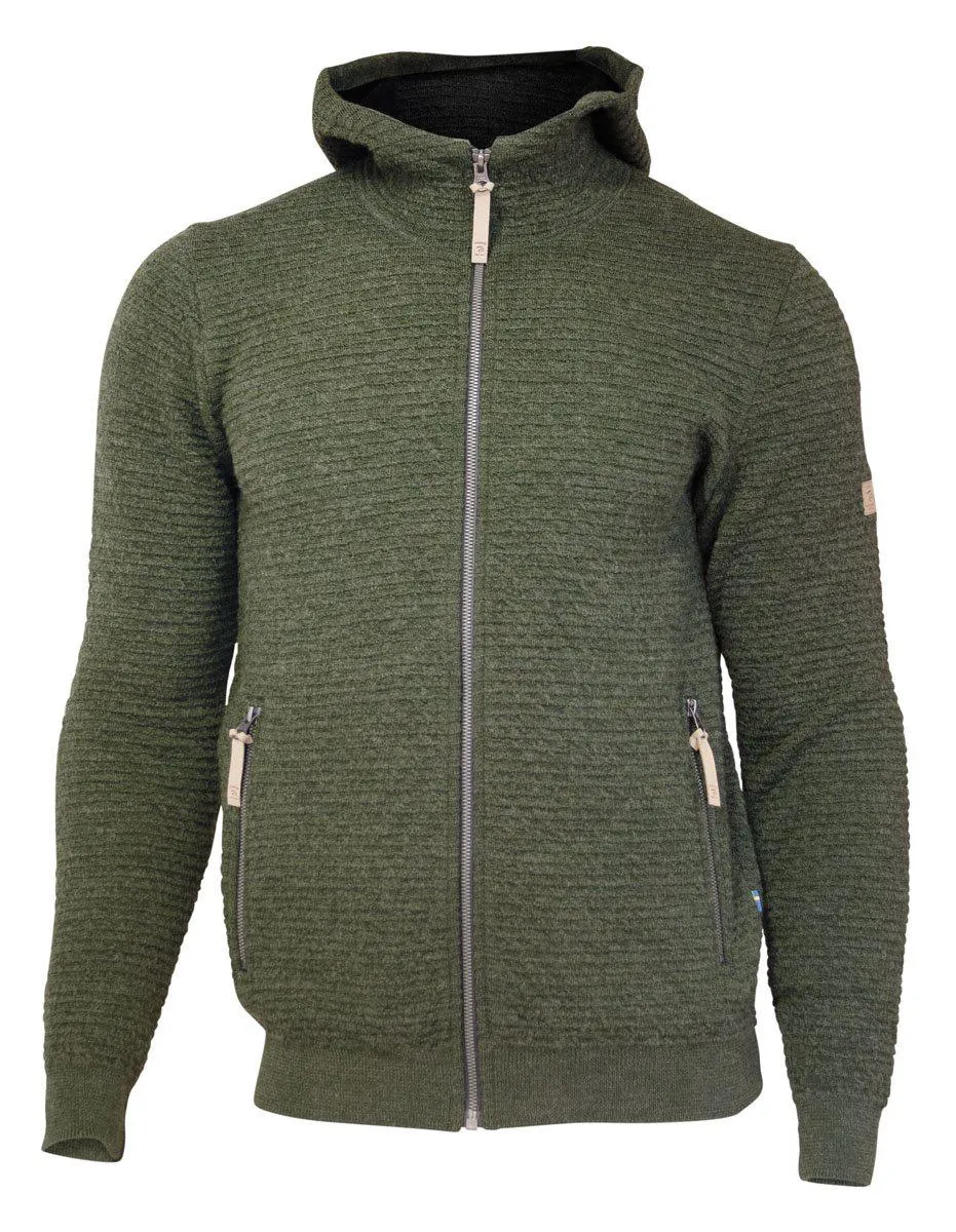 MOREL HOOD MALE, 60% FILTAD ULL, 38% LYOCELL    — LODEN GREEN