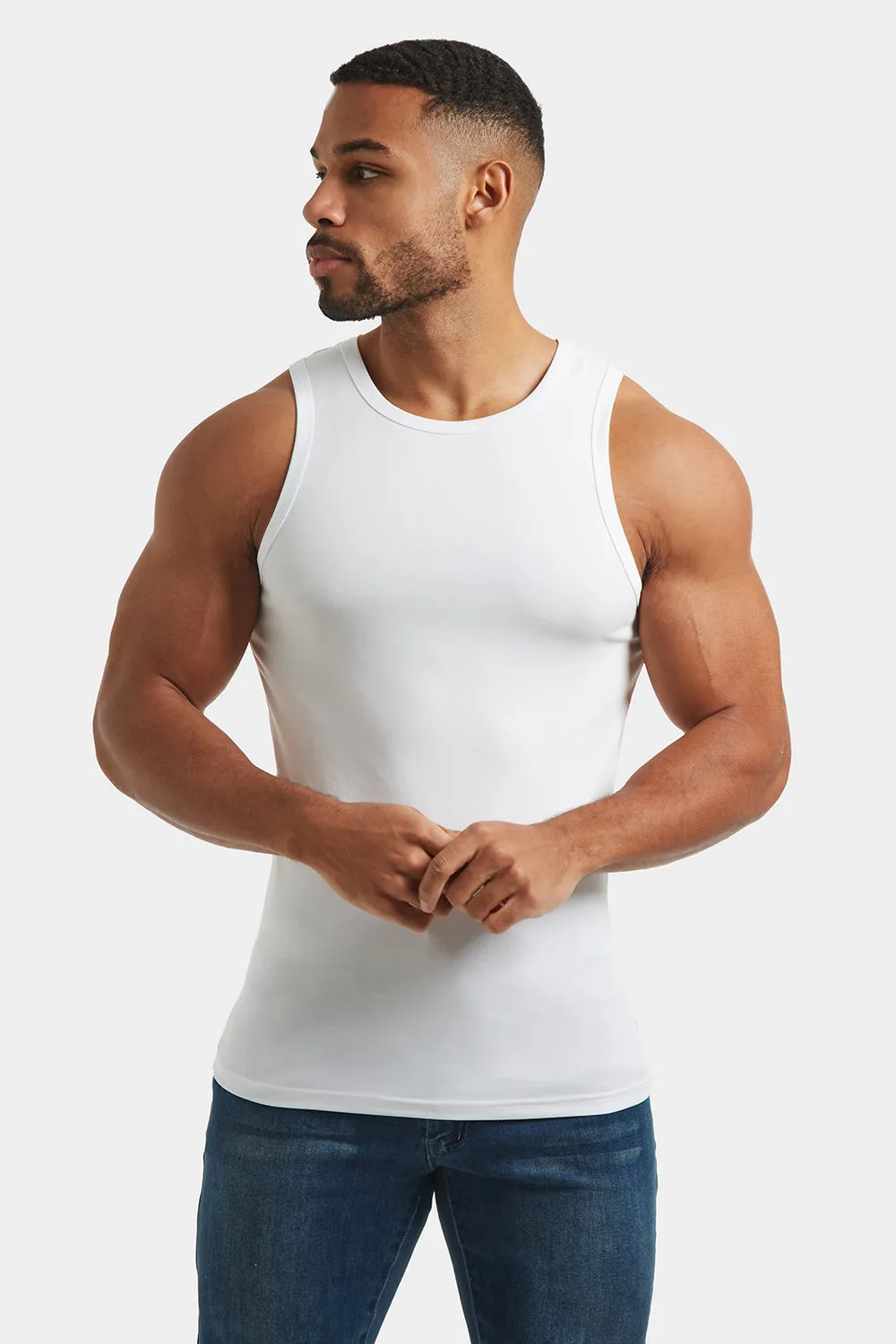 Muscle Fit Vest in White