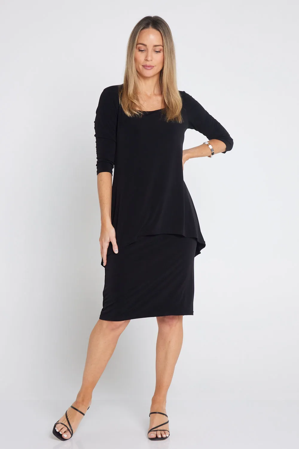 Myra Overlay Dress - Black