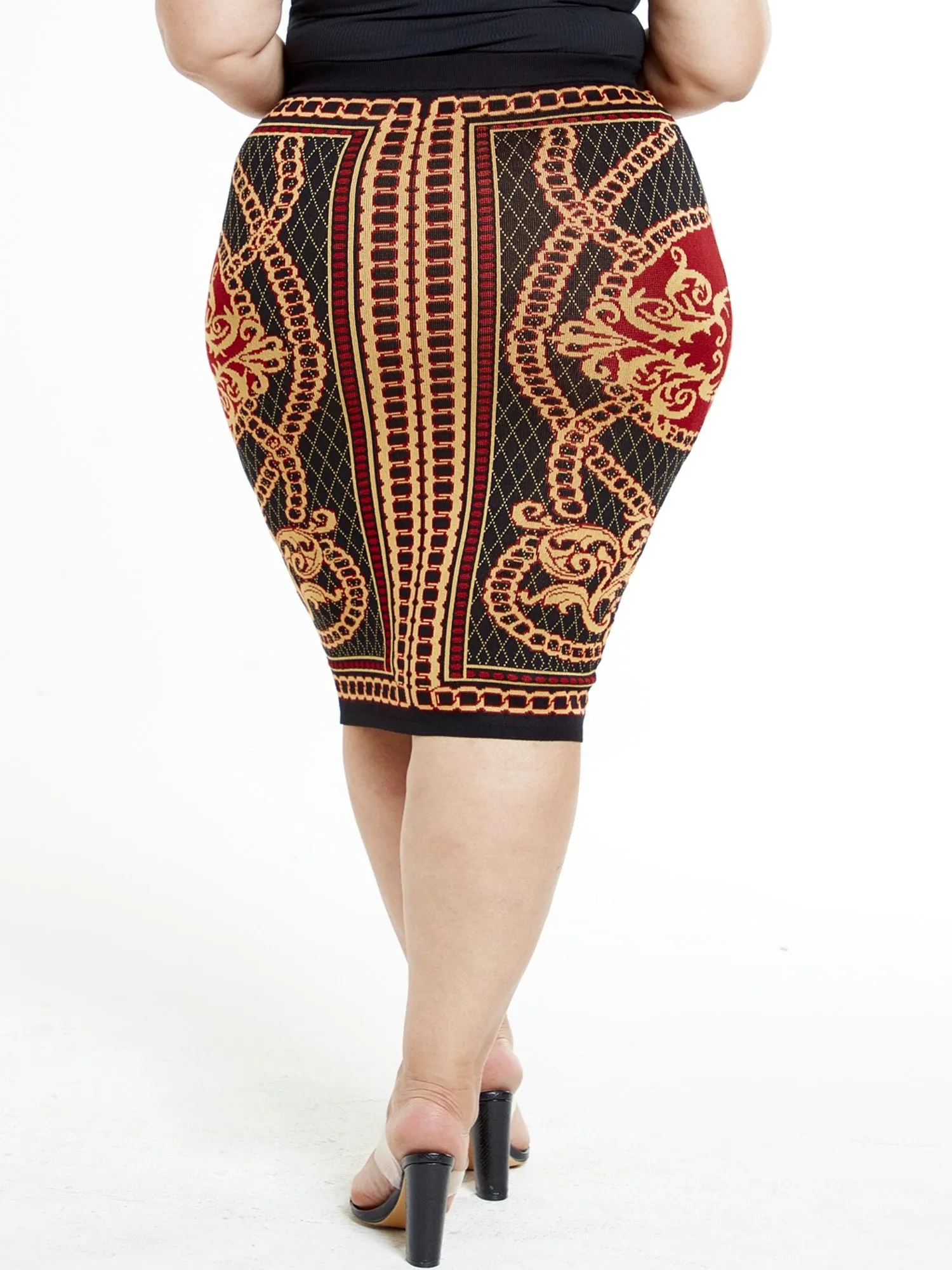 Nadine Chain Scroll Print Sweater Skirt