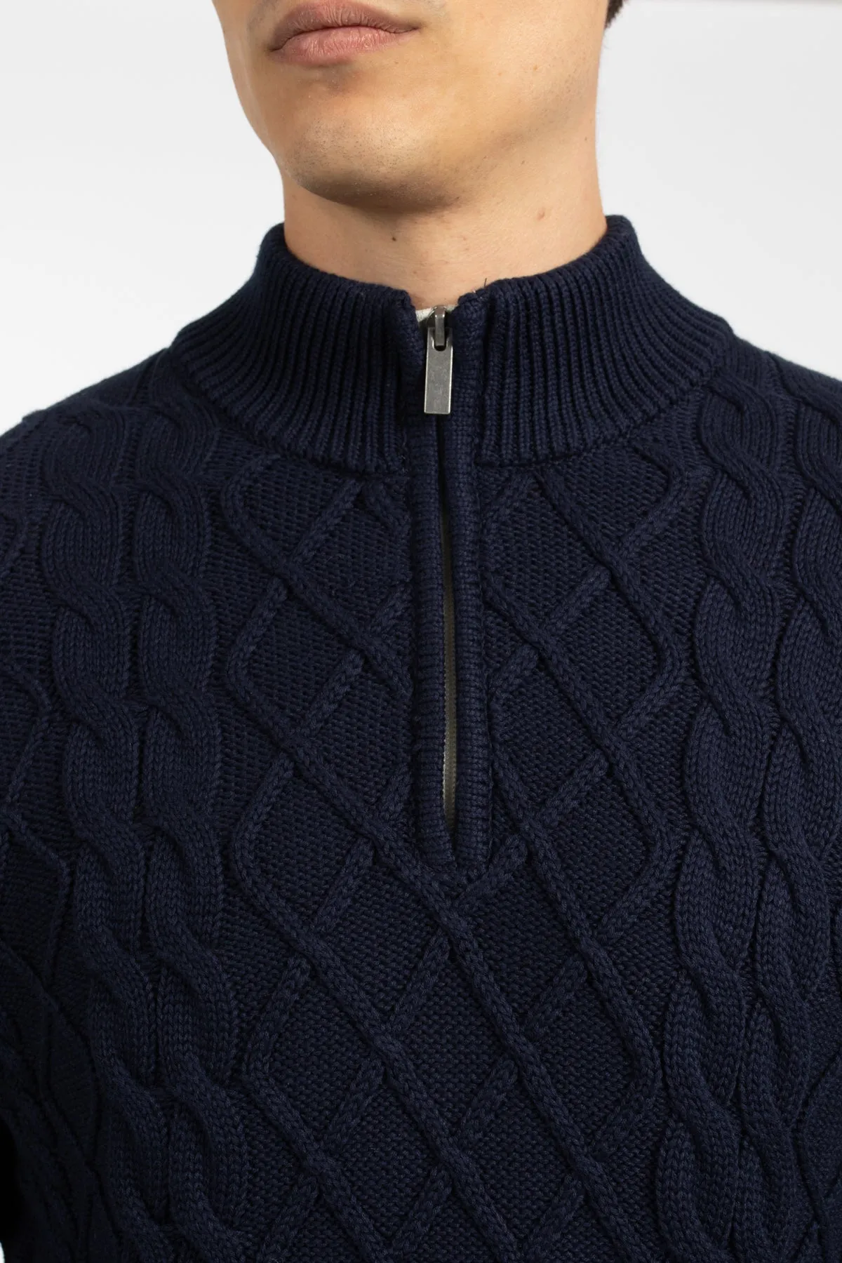 Navy 1/4 Zip Cable