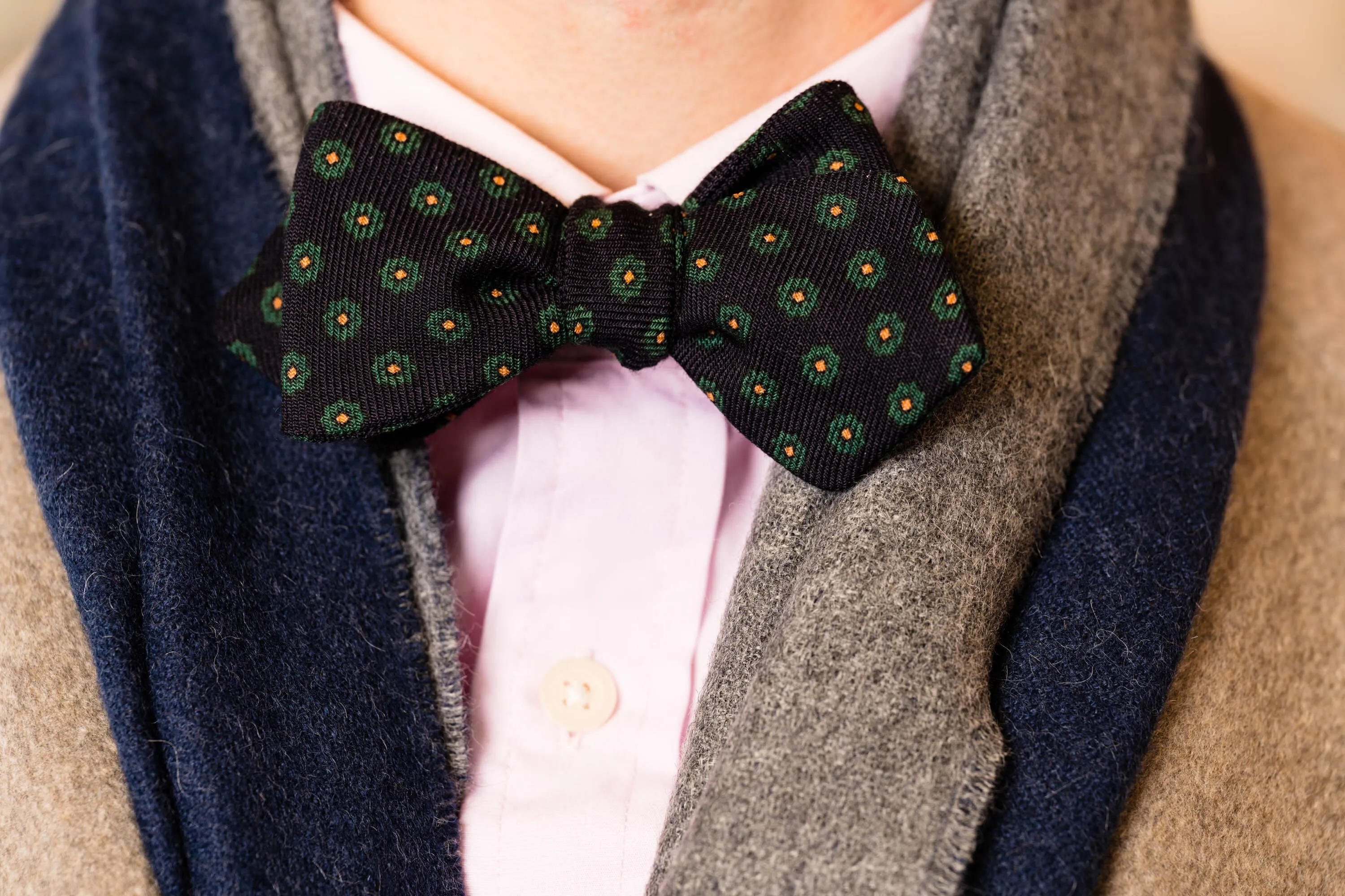 Navy Neats Wool Challis Bow Tie