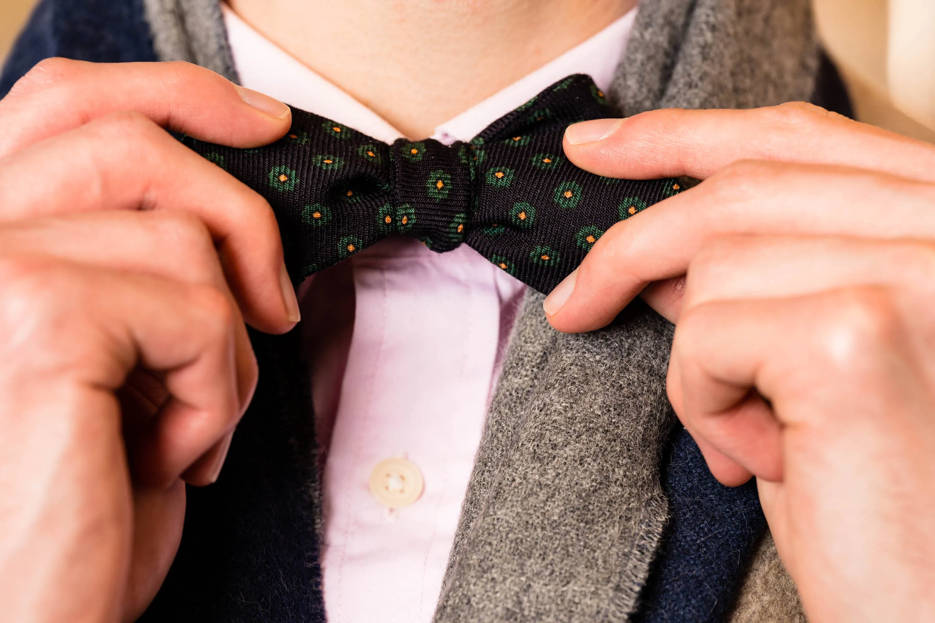 Navy Neats Wool Challis Bow Tie