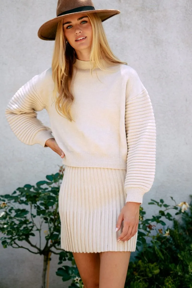 Neutral Rib Sleeve Sweater