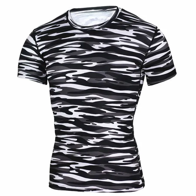 New 2016 Base Layer Camouflage T Shirt Fitness Tights Quick Dry Camo T Shirts Tops & Tees Crossfit Compression Shirt