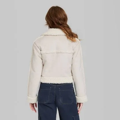 New - Wild Fable Women's Button Up Winter Faux Shearling Jacket