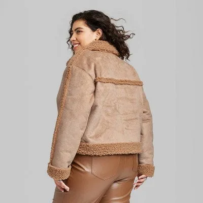 New - Wild Fable Women's Button Up Winter Faux Shearling Jacket