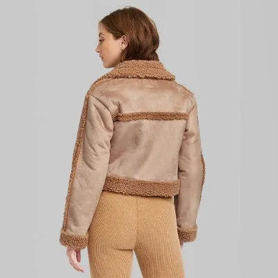 New - Women's Faux Shearling Jacket - Wild Fable Brown S