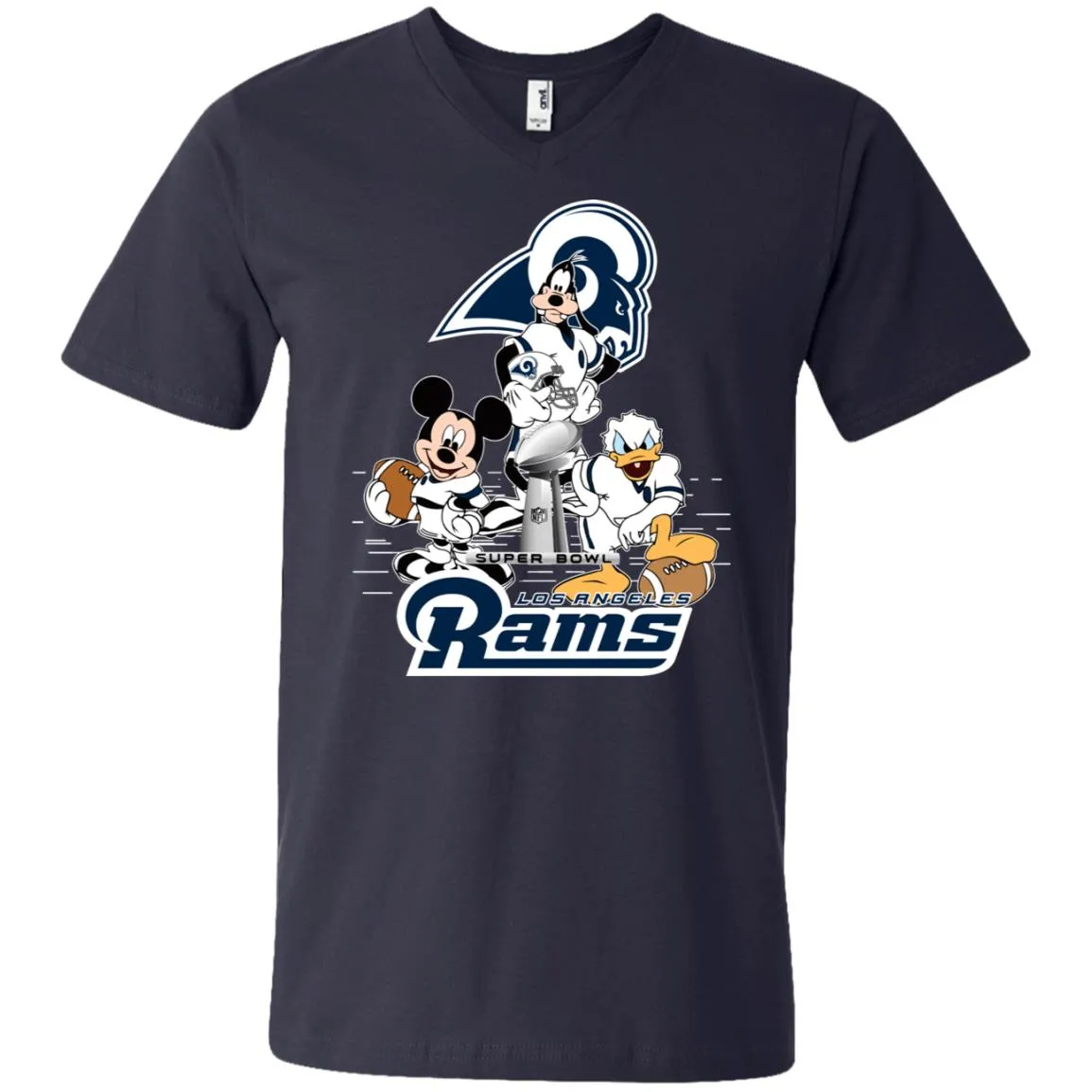 Nfl – Los Angeles Rams Donald Duck Goofy Mickey Mouse Super Bowl 2019 Football Men V-Neck T-Shirt