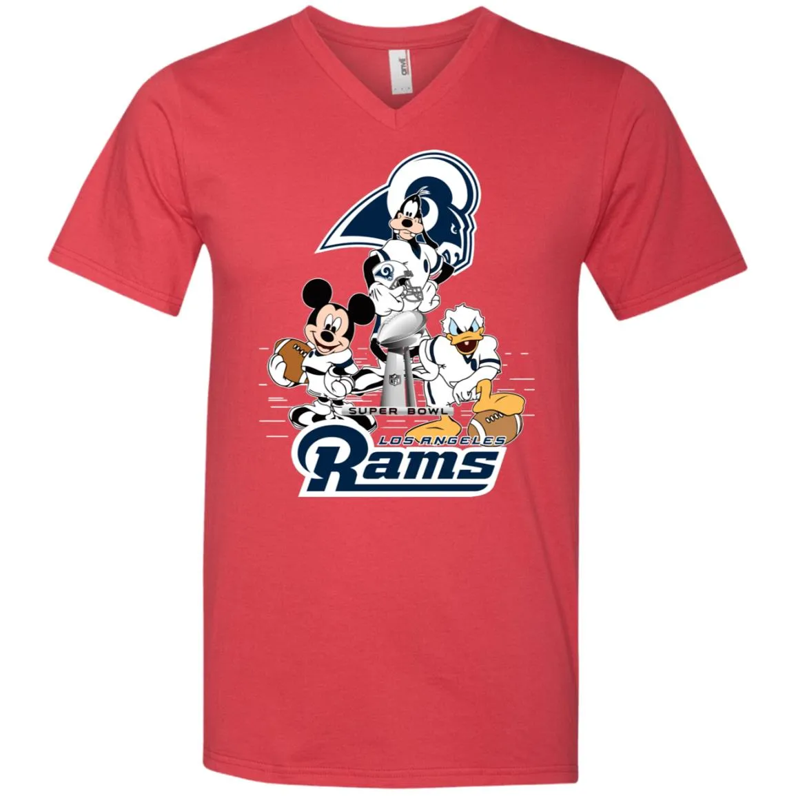 Nfl – Los Angeles Rams Donald Duck Goofy Mickey Mouse Super Bowl 2019 Football Men V-Neck T-Shirt