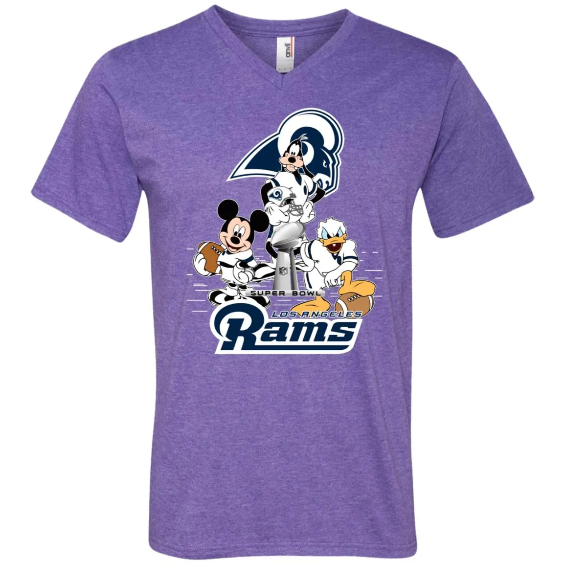 Nfl – Los Angeles Rams Donald Duck Goofy Mickey Mouse Super Bowl 2019 Football Men V-Neck T-Shirt