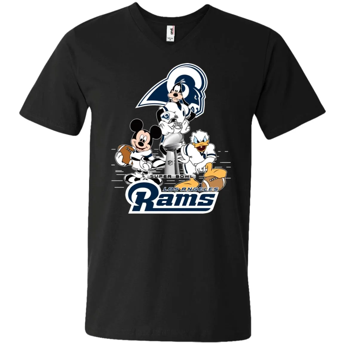 Nfl – Los Angeles Rams Donald Duck Goofy Mickey Mouse Super Bowl 2019 Football Men V-Neck T-Shirt