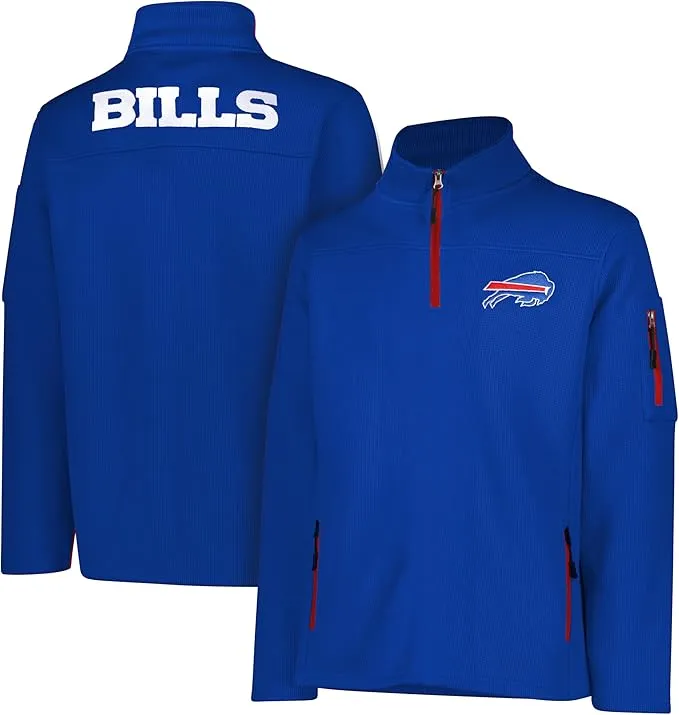 NFL Official Adults Quarter-Zip Super Soft Pullover Sweatshirt with Zipper Pockets - Unisex|Buffalo Bills