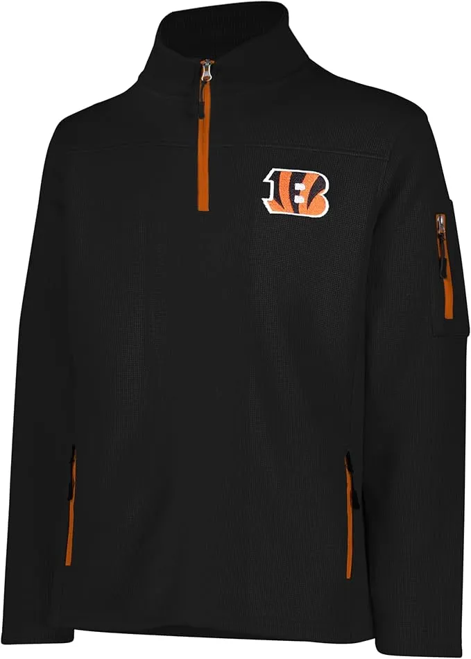 NFL Official Adults Quarter-Zip Super Soft Pullover Sweatshirt with Zipper Pockets - Unisex|Cincinnati Bengals