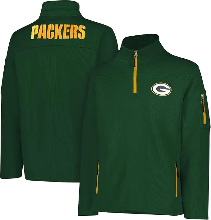 NFL Official Adults Quarter-Zip Super Soft Pullover Sweatshirt with Zipper Pockets - Unisex|Green Bay Packers