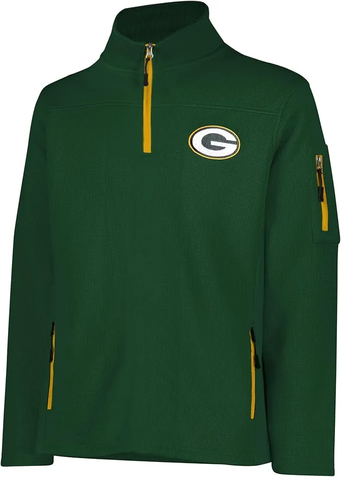 NFL Official Adults Quarter-Zip Super Soft Pullover Sweatshirt with Zipper Pockets - Unisex|Green Bay Packers