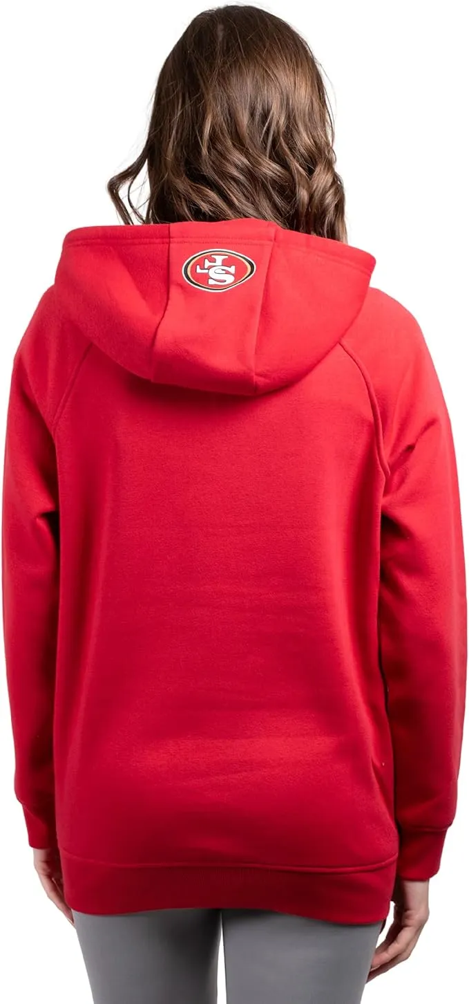 NFL Women's Official Super Soft Tie Neck Pullover Hoodie Sweatshirt|San Francisco 49ers