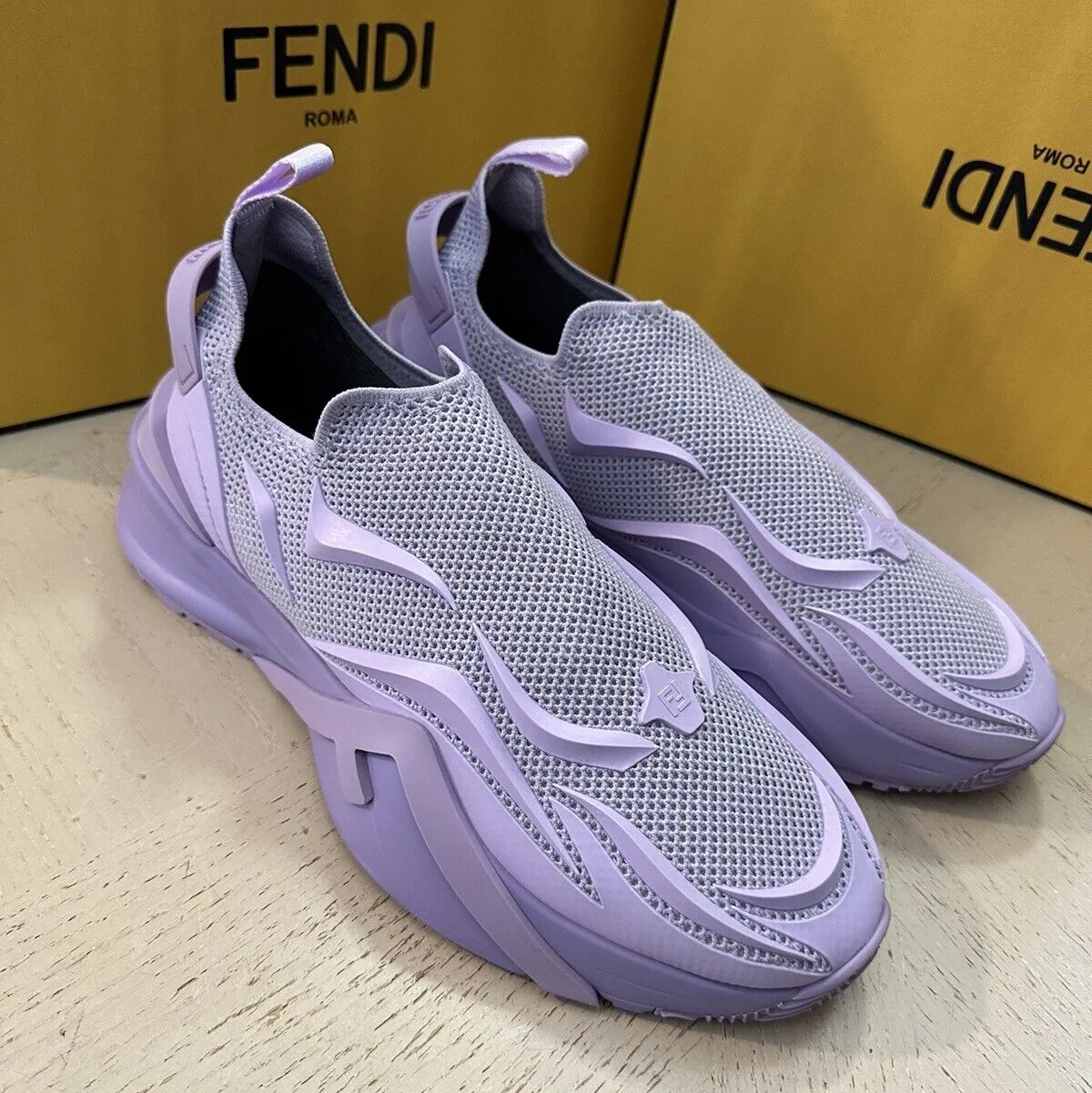 NIB $1050 Fendi Flow Knit Low Top Sneakers Lilac/Purple 10 US/9 UK 7E1504