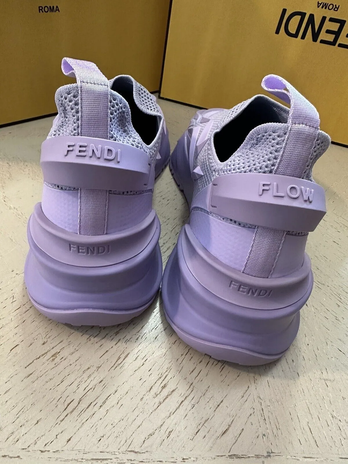 NIB $1050 Fendi Flow Knit Low Top Sneakers Lilac/Purple 10 US/9 UK 7E1504