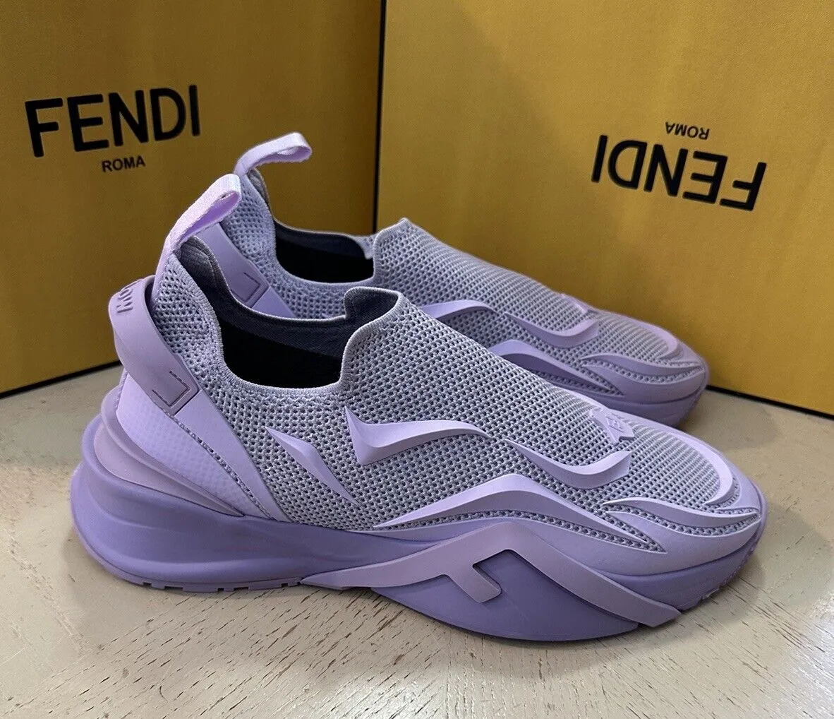 NIB $1050 Fendi Flow Knit Low Top Sneakers Lilac/Purple 10 US/9 UK 7E1504