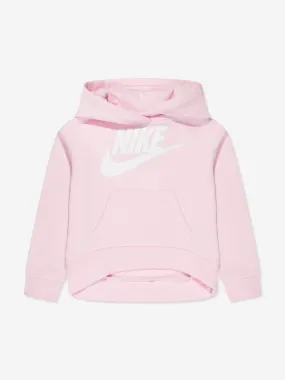 Nike Girls Club Fleece Hi Low Hoodie in Pink