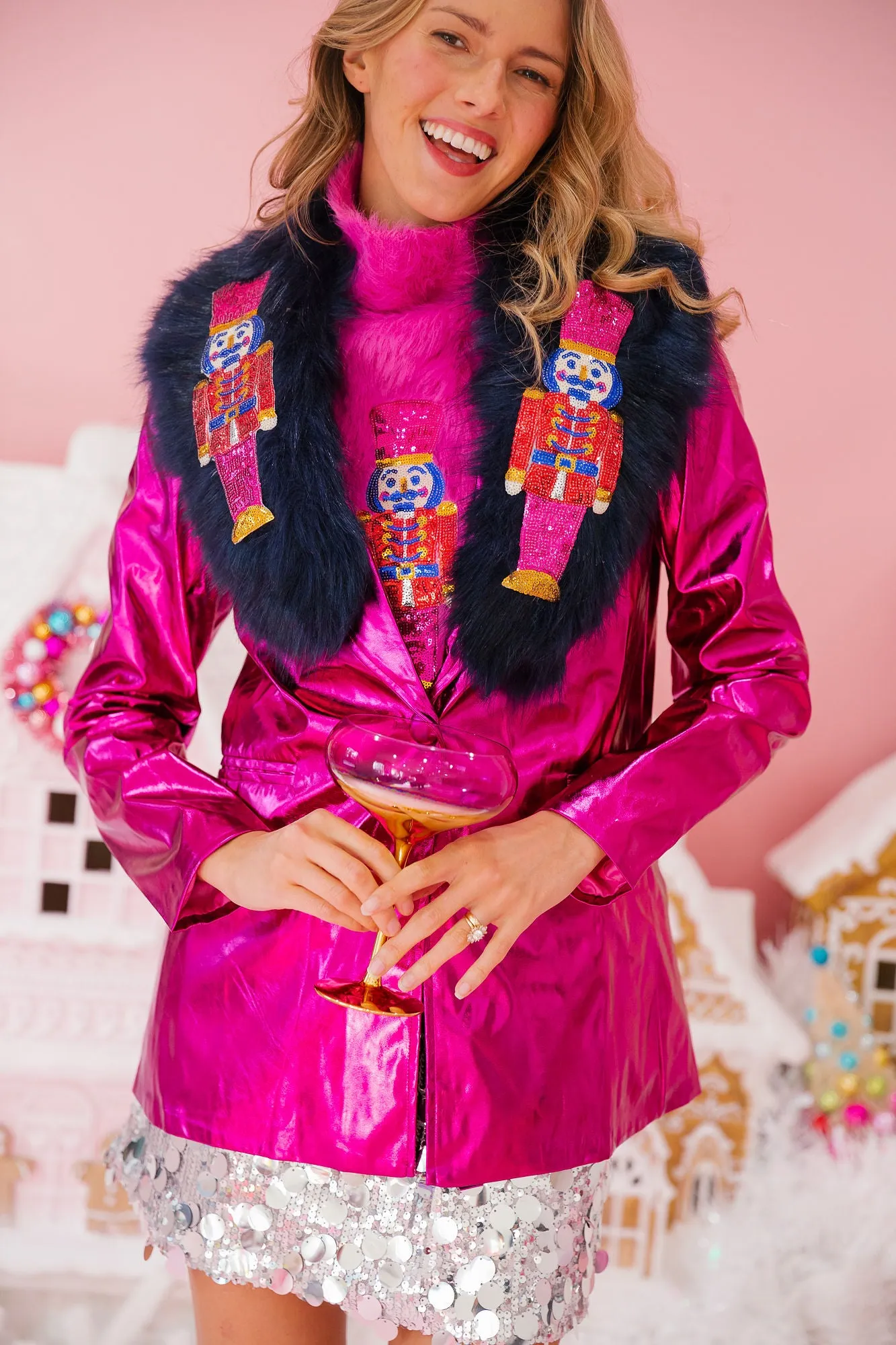 NUTCRACKER PINK METALLIC BLAZER