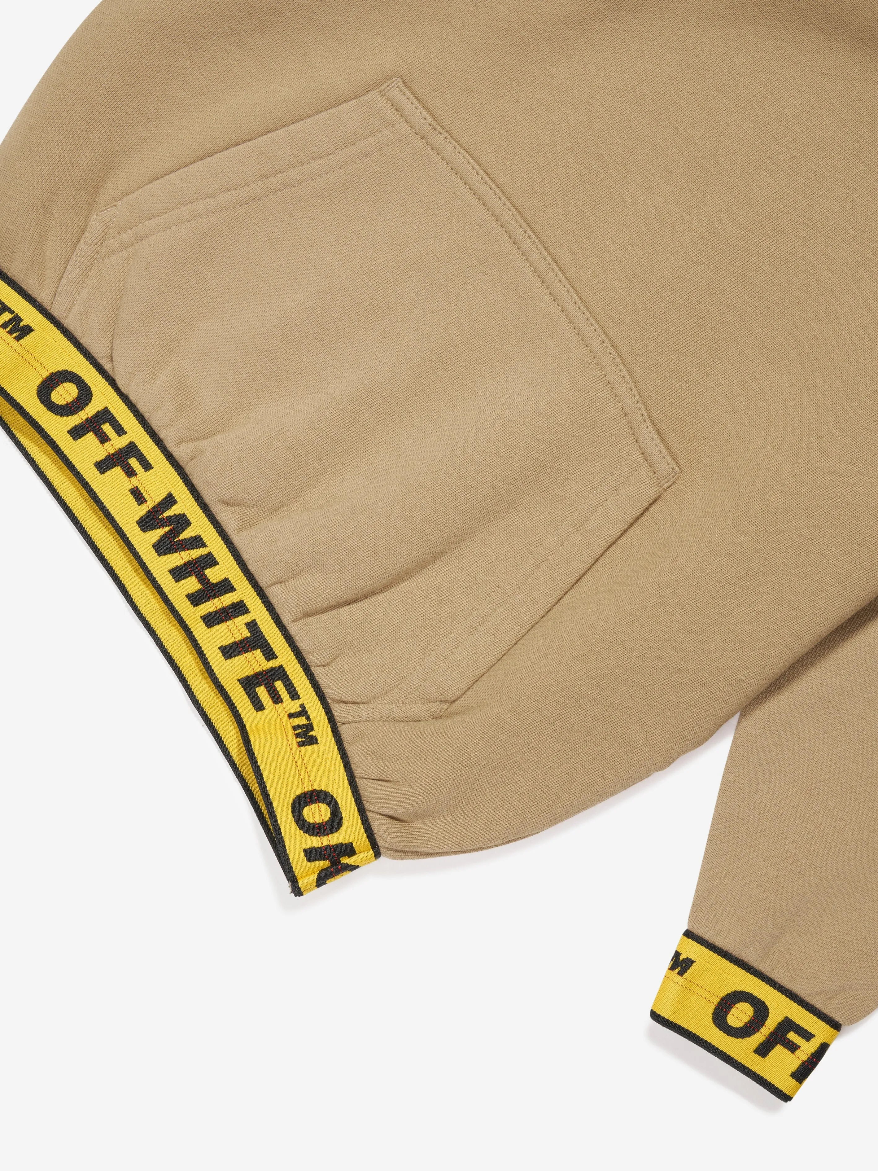 Off-White Boys Industrial Logo Band Hoodie in Beige