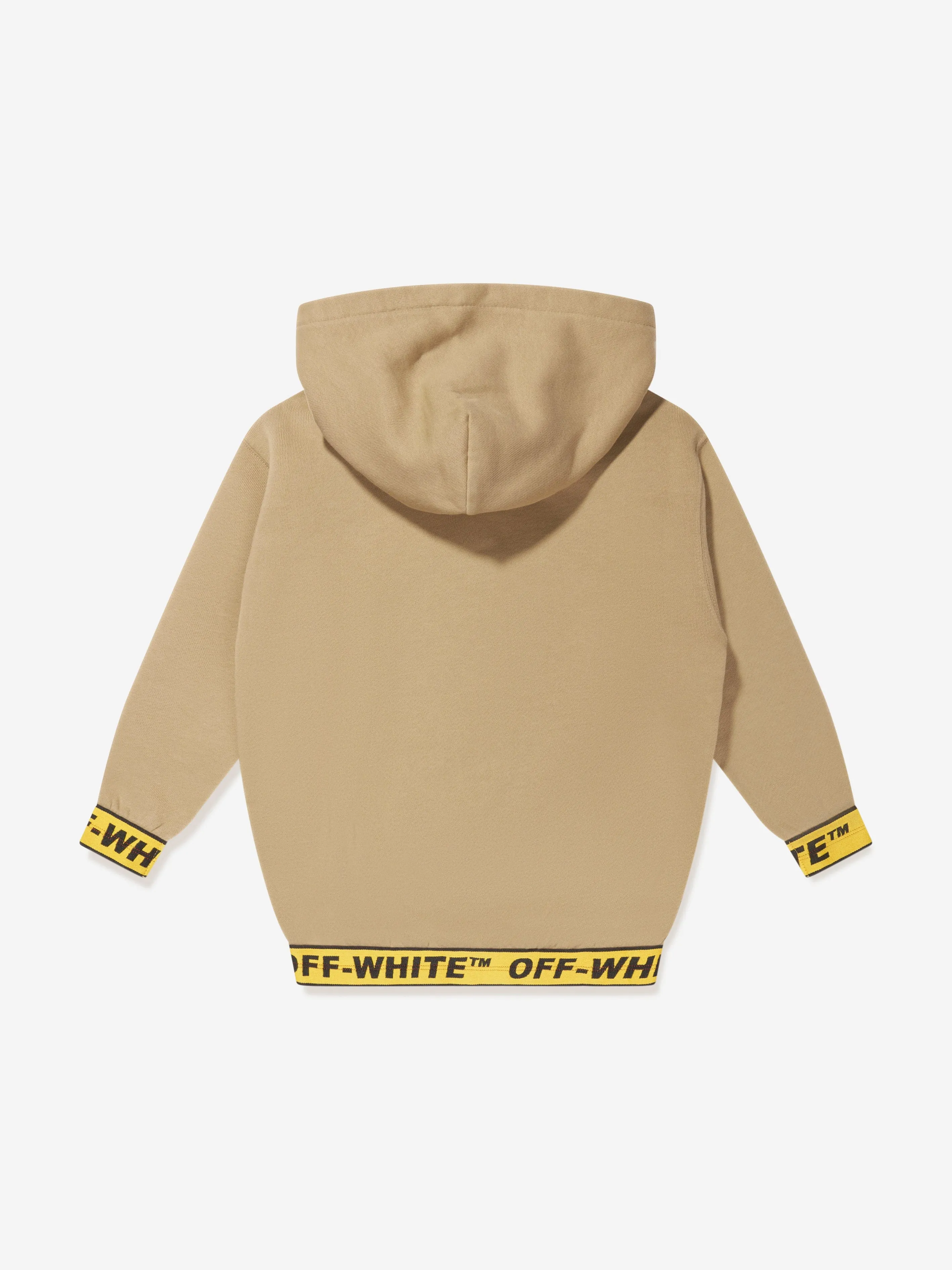 Off-White Boys Industrial Logo Band Hoodie in Beige