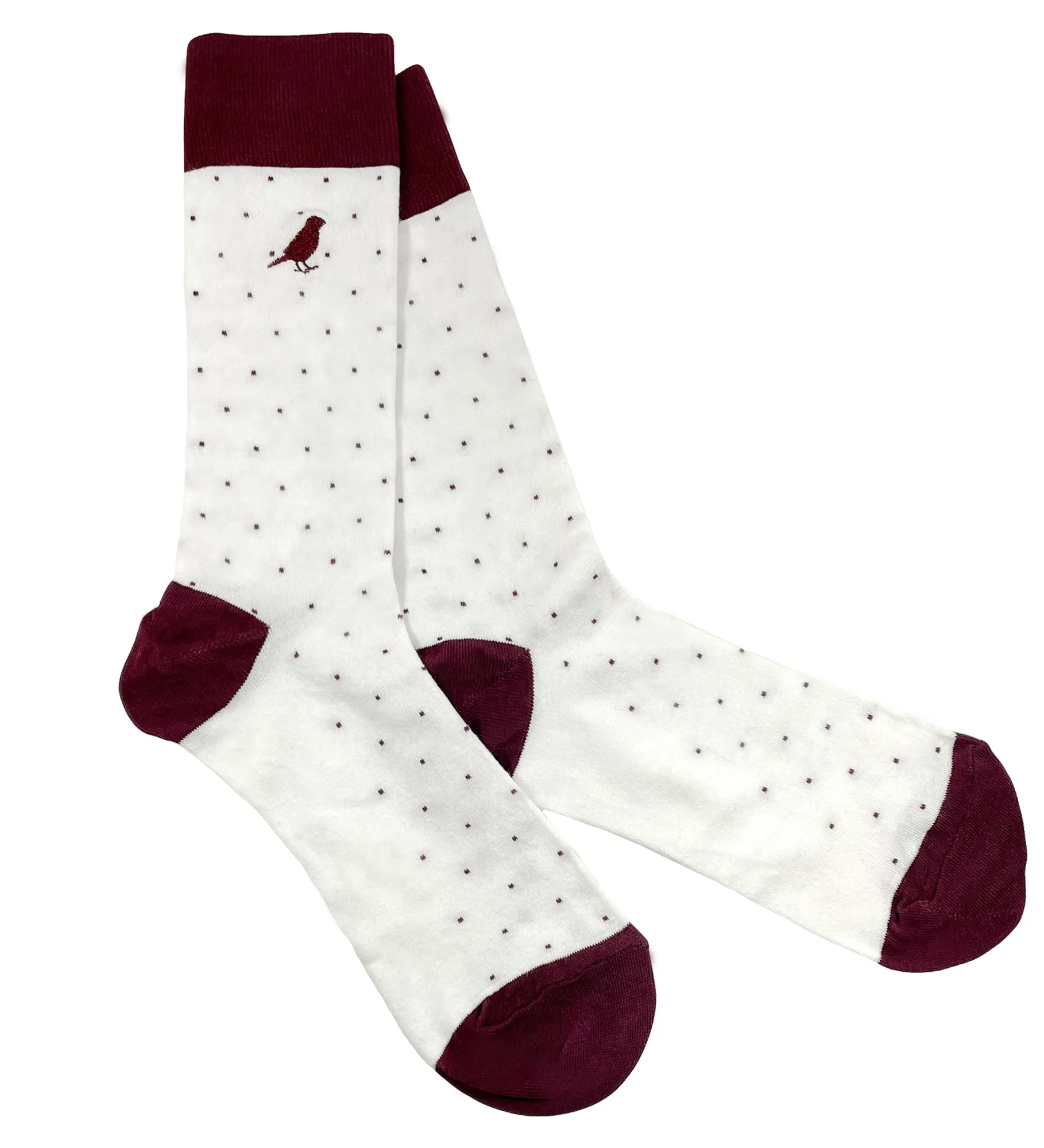 Ollie Dots White & Burgundy