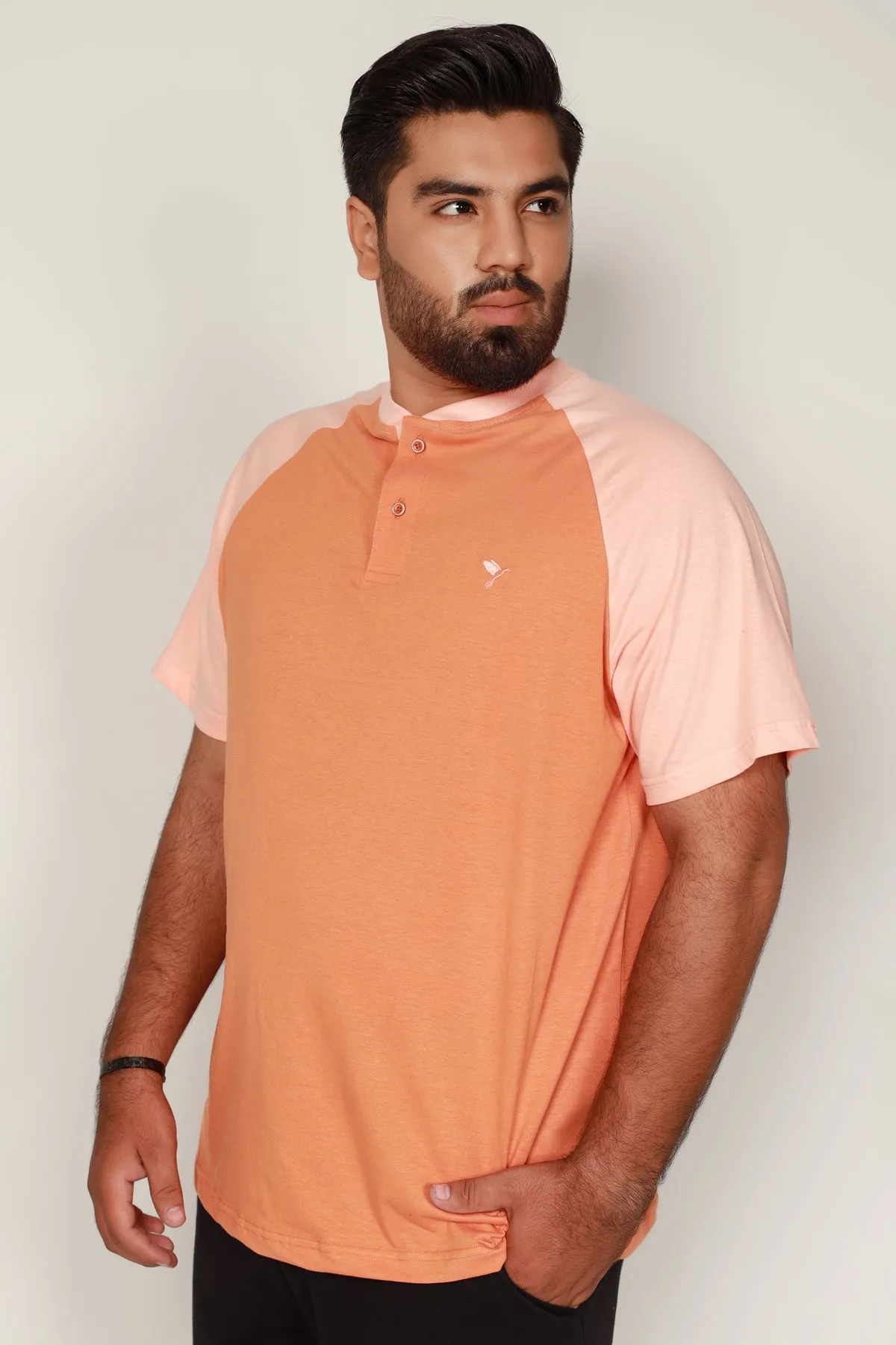 Orange & Salmon Raglan T-Shirt (Plus Size) - S22 - MT0178P