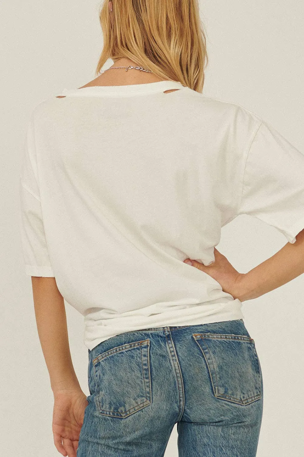 Oversized Distressed Cotton T-Shirt