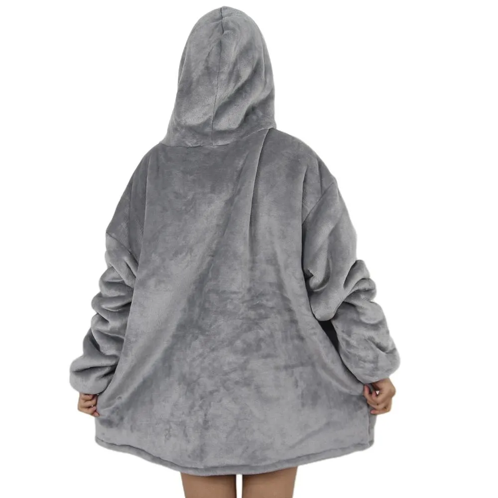 Oversized Zipper Blanket Hoodie Fleece Sweatshirt Pockets for adult