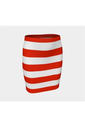 Patriot Red and White Striped Fitted Skirt